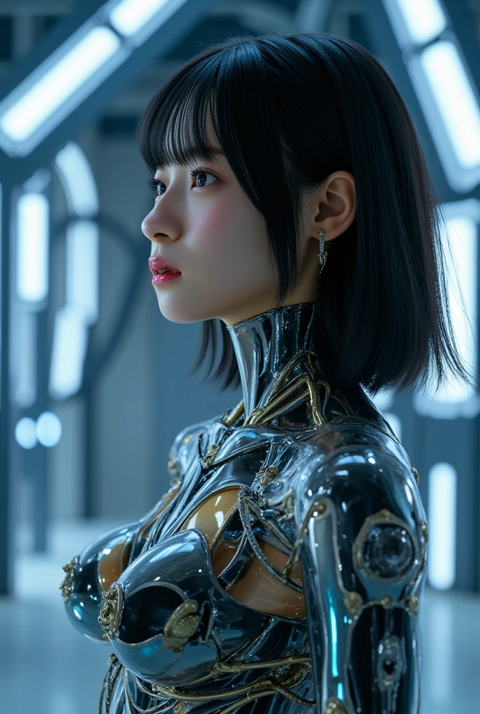 (masterpiece, best quality:1.2), (8k uhd, 16k, 32k, ultra high res), movie,official art, promotional art, movie wallpaper, extremely detailed CG unity 4k wallpaper, ultimately intricate details, white background, full body, concept art, production art, (Mechanical components:1.5),(mechanical prosthesis:1.5), mechanical wings, wings, highres, (realistic, photo-realistic:1.2), physically-based rendering, machinery, reflection, realistic, cyberpunk, symmetric front view close up head shot eyes symmetry face very sharp focus realistic award winning matte drawing cinematic lighting 1girl, robot, slim, fair skin,delicate face, tights,shine, Bodysuit, (blond long hair),green eyes, laboratory, chip, shine,braid