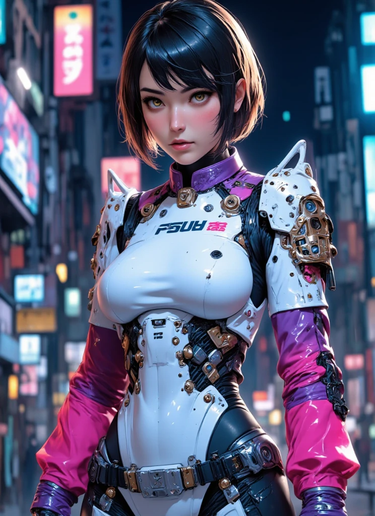 Positive: cinematic photo a portrait of a mecha cyborg girl octane render, playstation 5 neon trail lights, led graffiti, motorpunk, extreme speed, blur, heavy rain, wet road, missile, war guns 20mm M61A2 Vulcan cannon, tires, rainbow glass mask, pearlescent texture
human body with distinctive visual design that is characterized by its low, wide stance, sharp angles, and large air intakes. The body is made almost entirely of carbon fiber <lora:mecha:0.4> <lora:cyborg_style_xl:0.5> <lora:portrait_futurism_sdxl:0.4>, concept art. digital artwork, illustrative, painterly, matte painting, highly detailed . 35mm photograph, film, bokeh, professional, 4k, highly detailed