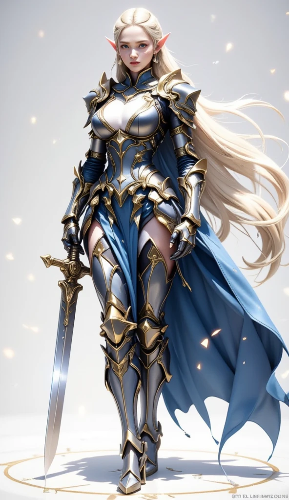 Female Character Two Swords Fantasy with Lots of Armor Queen Pose Action Most Serious Background Costume Real Two Swords