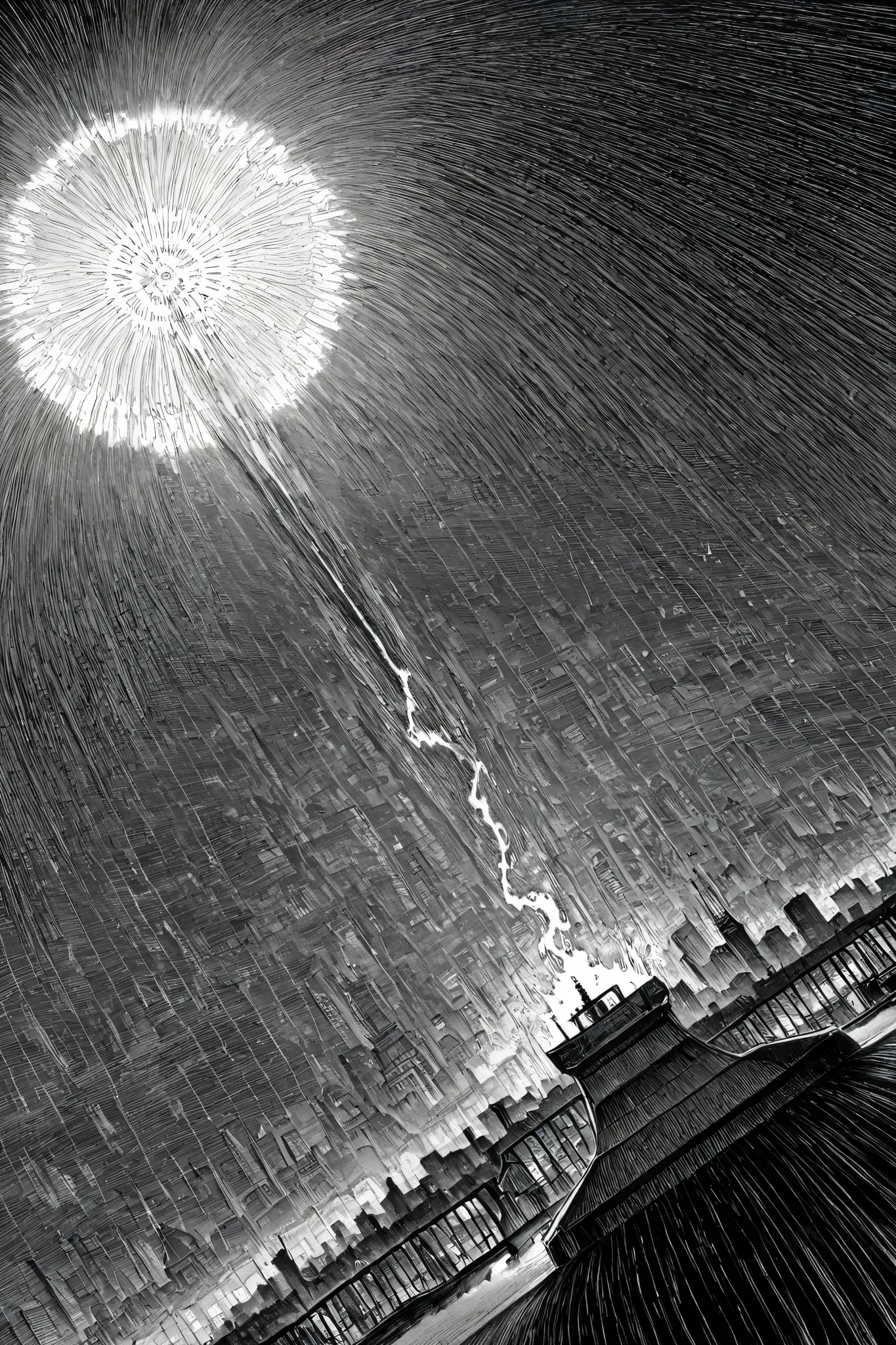 HDR, 8K, high contrast, masterpiece, best quality, amazing quality, very aesthetic, anime artstyle, realistic, newest,
BREAK
bounce light, hyperdetailed, detailed hair strands, detailed fibers, greyscale, (intricate hatching: 1.4)
masterpiece, semi-realism, monochrome, manga, inking, detailed, hyperdetailed,
engraving artstyle, hatching /texture/, contour lines, monchrome, greyscale, masterpiece.hyperdetailed, absurdres, detailed background, foreshortening, perspective, dynamic angle, very aesthetic, cityscape