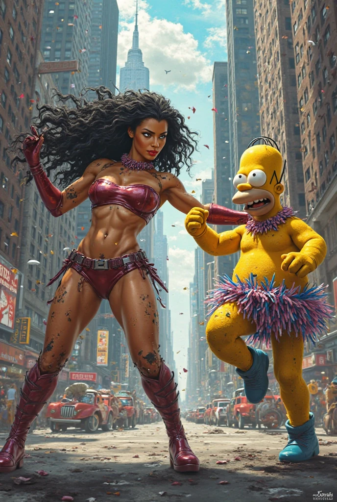 (Masterpiece, Best Quality, hight resolution, Ultra-detailed), 1 woman and 1 man, (Mika Fuma - black long wavy hair, Green eyes, big breastes, sports body, detailized face, Bright make-up), (Josuke Higashikata - a guy with black hair and blue eyes), Guy and girl hugging, Holding hands, casual fashion clothes, casual fashion shoes, Amusement park, merry-go-round, swing
