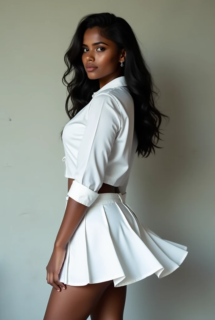 Black woman with a white skirt