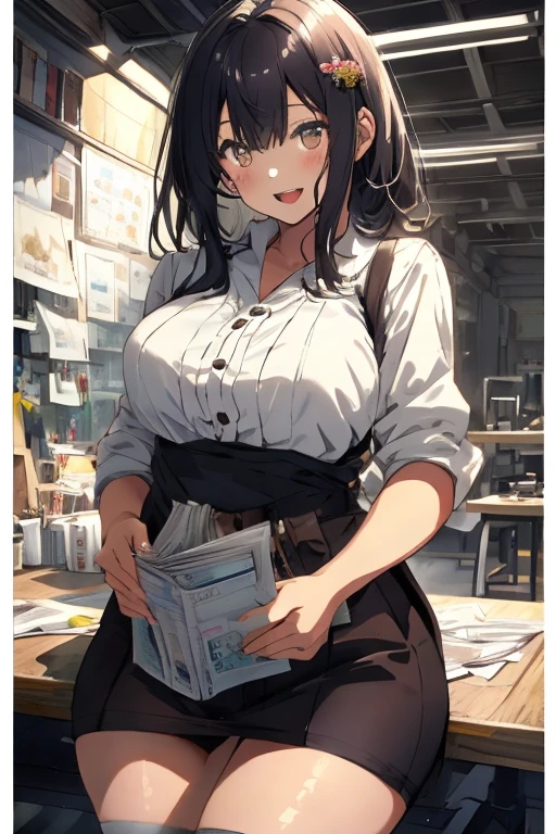 ​masterpiece、top-quality、hight resolution、独奏、Neat and clean woman、OL、Black Hair Upstyle、Hairstyles with visible nape、Leather miniskirt、garterbelts、large hips、Face turning around、Posture with the body tilted forward、White underwear、cramped underwear、Company Office、inside in room、full body Esbian、((top-quality、8K、​masterpiece:1.3))、Crisp focus:1.2、Beautiful woman with perfect body shape:1.4、A slender 、((layers-Cut、Colossal tits:1.2))、Highly detailed facial and skin texture、Detailed eye depiction、troubled look、