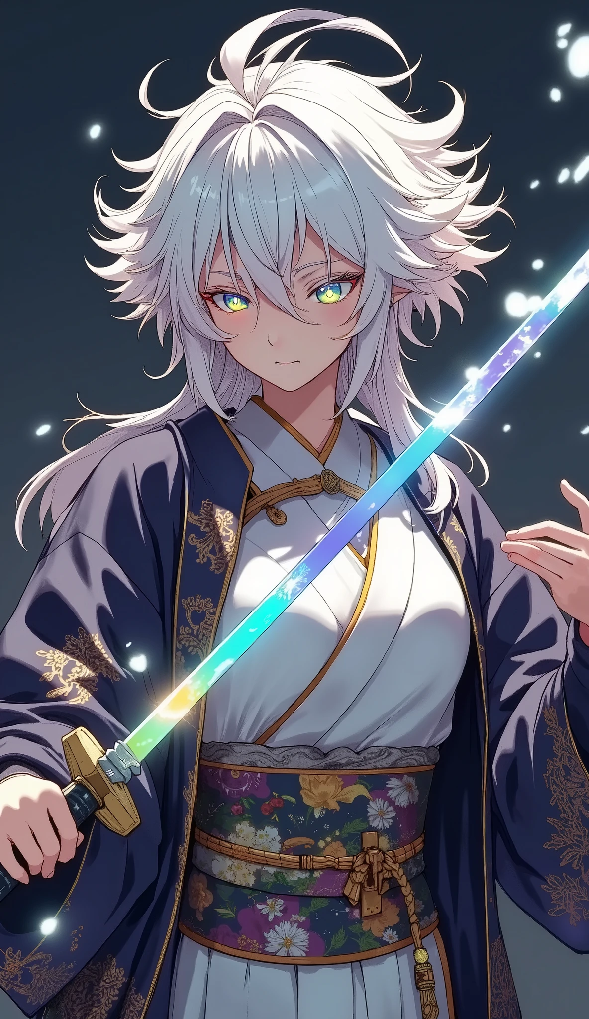 (character, Alone, Iai刀で斬る, Sword Drawing Technique, moment, Slash), Quick Dynamic Composition, Hollywood Style,
( name : yubu /yubu race:half human and half elf\often mistaken for beastman\ gender : Female/female special skill : Iai、swordplay favorite food : sugar candy blood type : Type B personality : No Brutality。But、They tend to look cold even though they are good-natured。is often expressionless),
multicolor dark tone, vivid colorful layer,