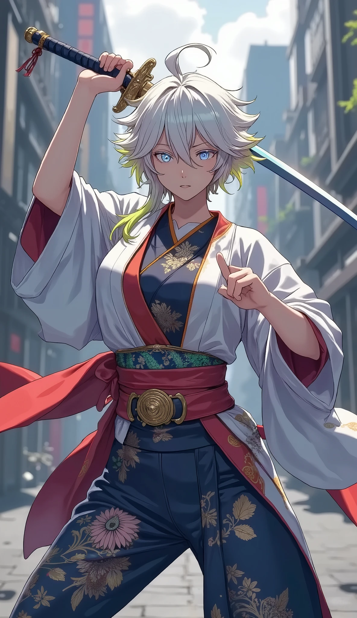 (character, Alone, Iai刀で斬る, Sword Drawing Technique, moment, Slash), Quick Dynamic Composition, hollywood style,
( name : yubu /yubu race:half human and half elf\often mistaken for beastman\ gender : Female/female special skill : Iai、swordplay favorite food : sugar candy blood type : Type B personality : No Brutality。But、they tend to look cold even though they are good-natured。is often expressionless),
multicolor dark tone, vivid colorful layer,