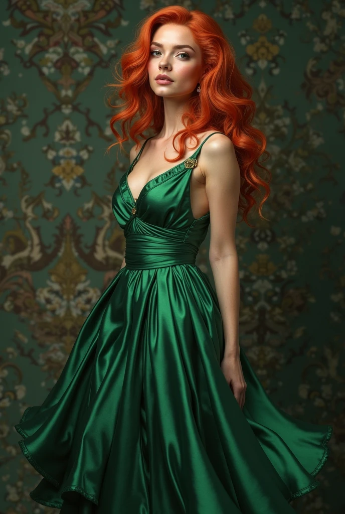 Poison Ivy (long green evening dress, over exposed, safe for work), stealing all the attention, formal affair, lots of flowers
