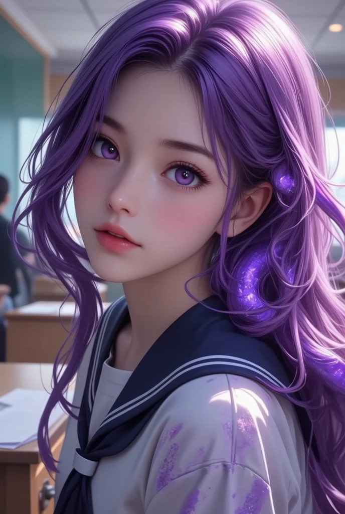 whaite hair,adolable,purpleeyes,quadratic element