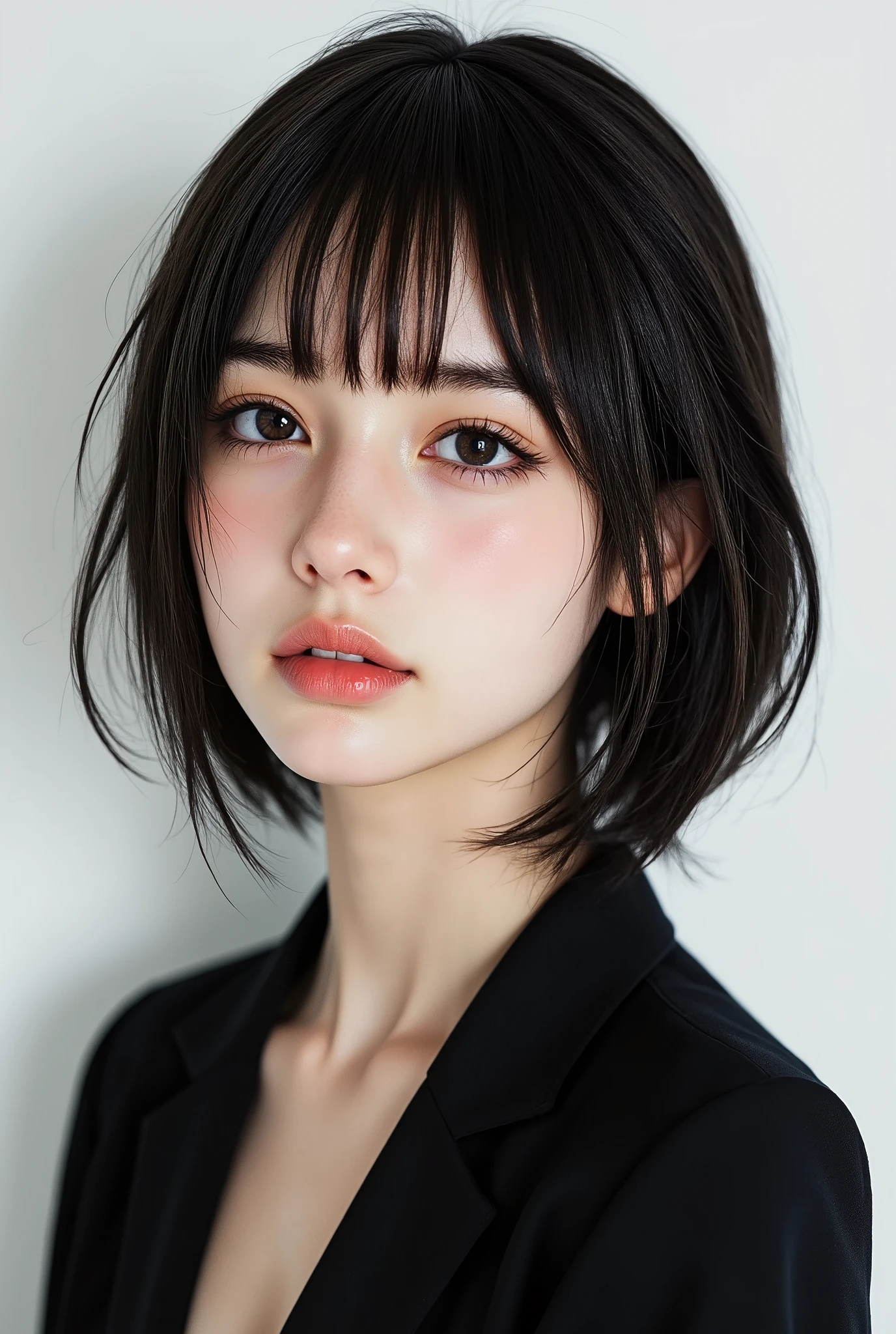 High quality，8K Ultra HD，White Collar Beauty ，Straight short hair