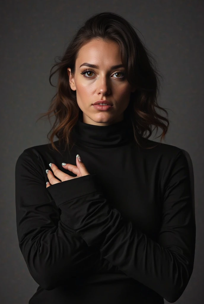 A stunning intricate full color portrait of a woman , wearing a black turtleneck, having fun, epic character composition,by ilya kuvshinov, alessio albi, nina masic,sharp focus, natural lighting, subsurface scattering, f2, 35mm, film grain, full body in the picture <lora:LucidLavender:1>