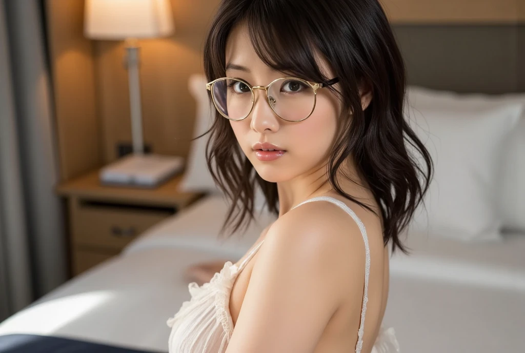 Sarada, naked, Skinny body, small bust, very feminine, lying down, sexy