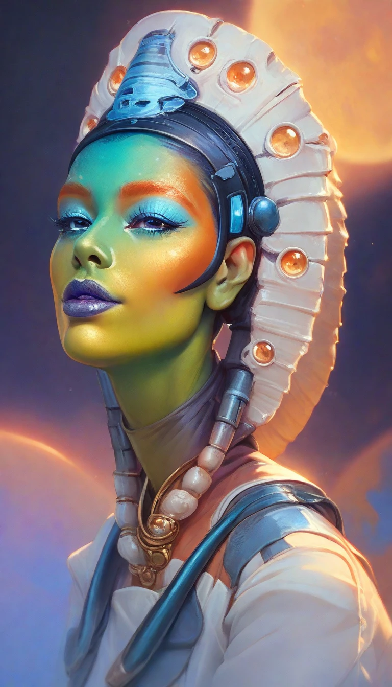 Ancient Extraterrestrial Creature, Alien Being, ((Non-Human)), Female seductive Alien, colorful skin, Revealing Glowing Biopunk, Holographic Alien Tribal, Tribal Alien Priestess, Glowing Makeup, Blacklight, Glowing, Seductive Alien Technology, ((eye focus, lip focus)), glowing Background, Character Design Sheet