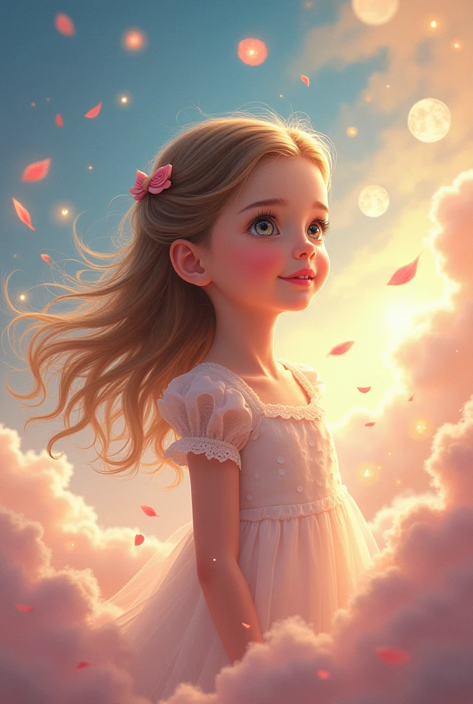 I want to create a baby girl, whose name is hafsa, she is , and she wearing a pink gown, and her name is shown in picture