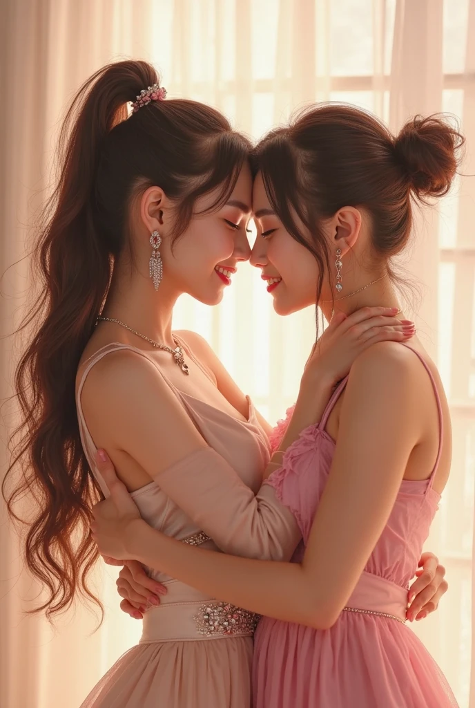 2 lesbian girls licking belly button of the other girl tied up