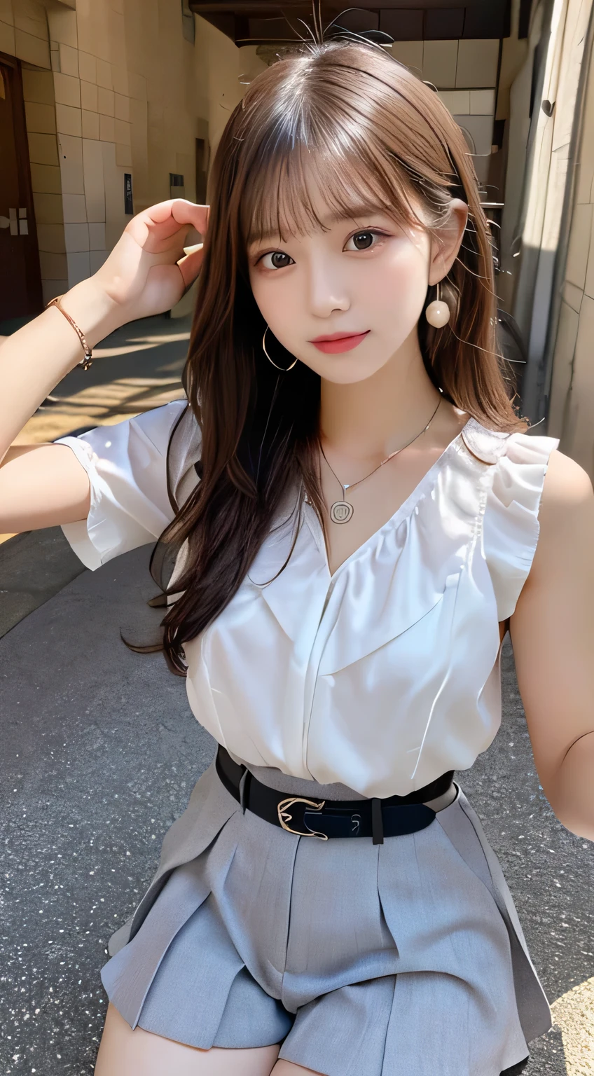 Selfie,Top view,Black Hair,Medium Hair,summercoordinate,Zara,Sitting,Ultra HD,masterpiece,super high quality,Ultra-high resolution,Highest quality,Advanced,Highest quality,Highest Resolution,high quality,beautiful,beautiful,High quality,Realな質感,Real,8K,Detailed,