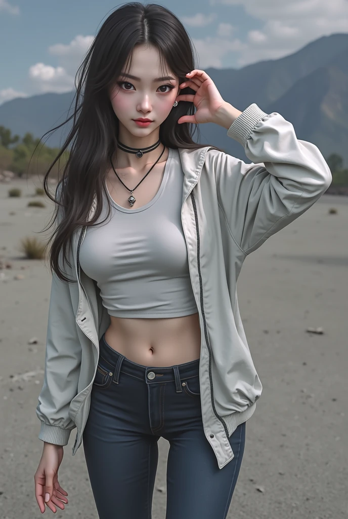 Girl in street scene, Cropped belly-baring hoodie, Exposed lower abdomen,Low-rise shorts, Metal belt,((cowboy shot)),Looking at the camera,Detailed facial features, beautiful eyes, Lips, and long eyelashes, Reality, 8K, Very detailed, Studio Lighting, Dramatic Lighting, Vibrant colors, work, City Streets,The abdomen is open,Showing belly,Sexy abdominal muscles