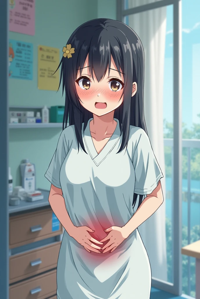 Japanese female anime character goes to the OB/GYN clinic because she is pregnant and naked. “Next person, please come in.~”