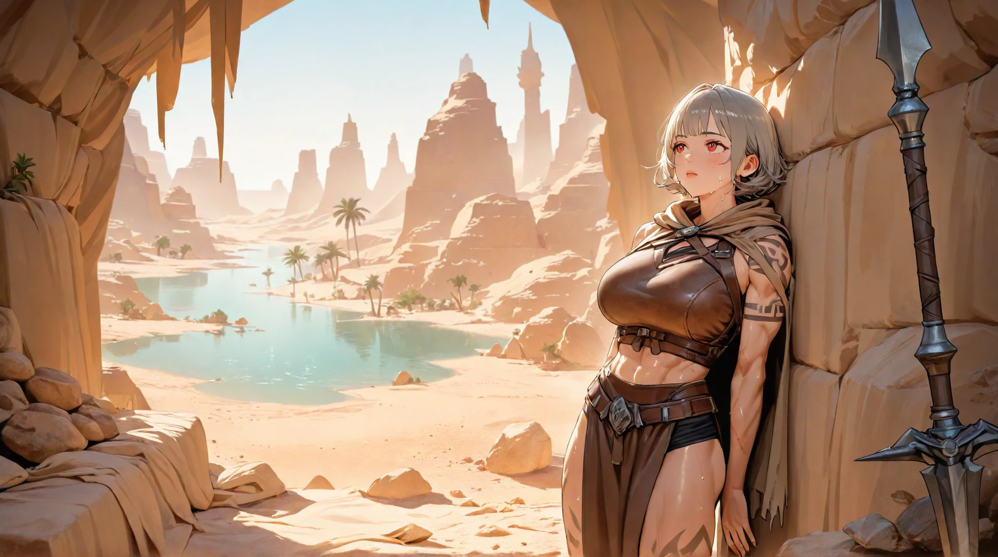 (obra-prima), melhor qualidade, Altas, (hiper realista:1.3), 4k, 8k, illustration detailed, detalhe intrincado, (1girl), (minerador:1.5), Ferramentas, (middlebreasts:1.2), (cheio_corpo:1.3), (corpo :1.7), pele suada, pele muito detalhada, poros da pele, pele texturizada, (jaqueta de couro aberta:1.2), usando um micro , (Entrada para a caverna:1.5),  (walls covered with shimmering ore: 1.2), cinematic lighthing, sharp shadows, amazing quality, incredible shading, soft-lighting, (symmetric: 0.5), ultra-detalhado,