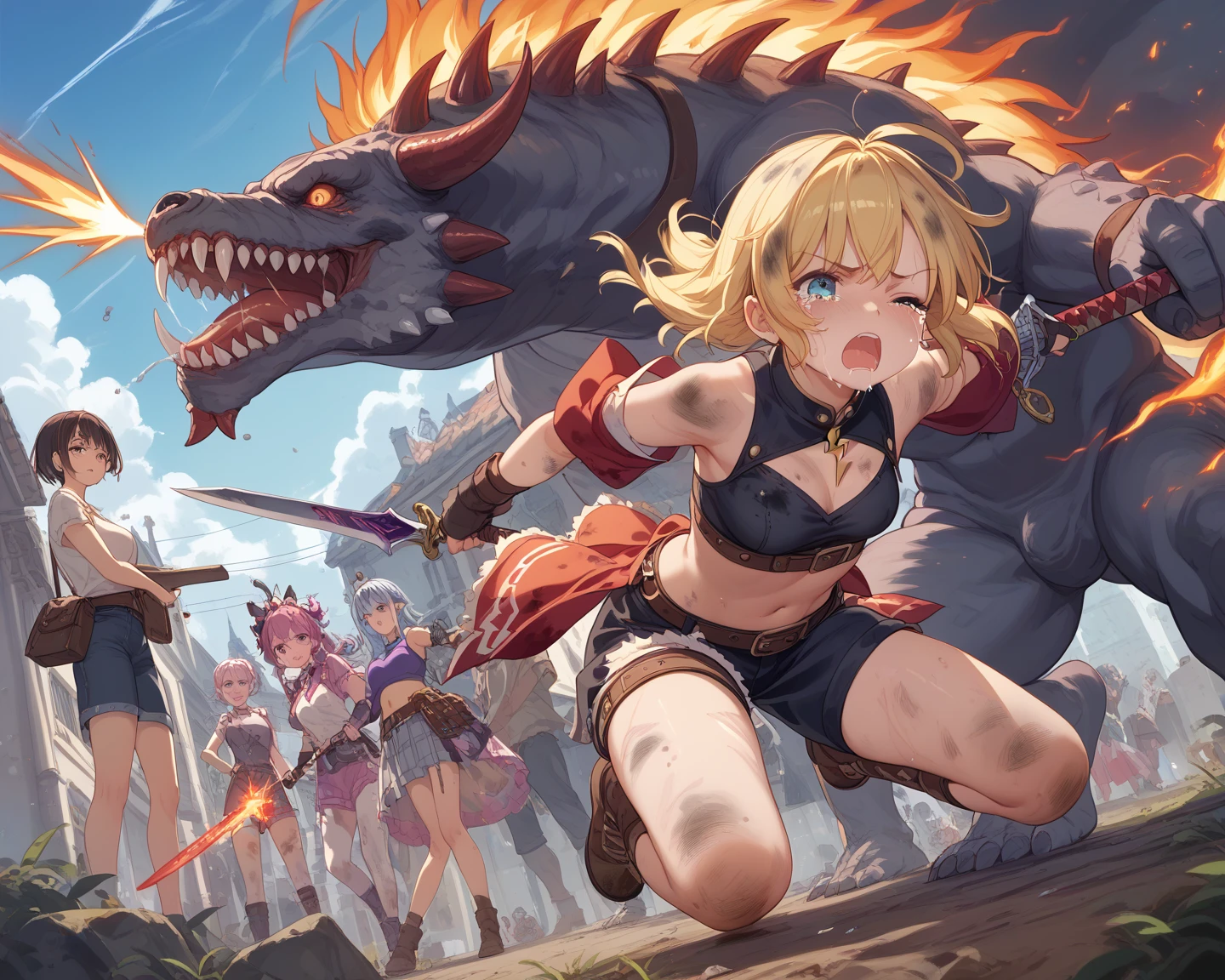 Need a sexy riding girl,With a spear in his hand, ready to attack,The gun came out like a dragon,And hurricanes