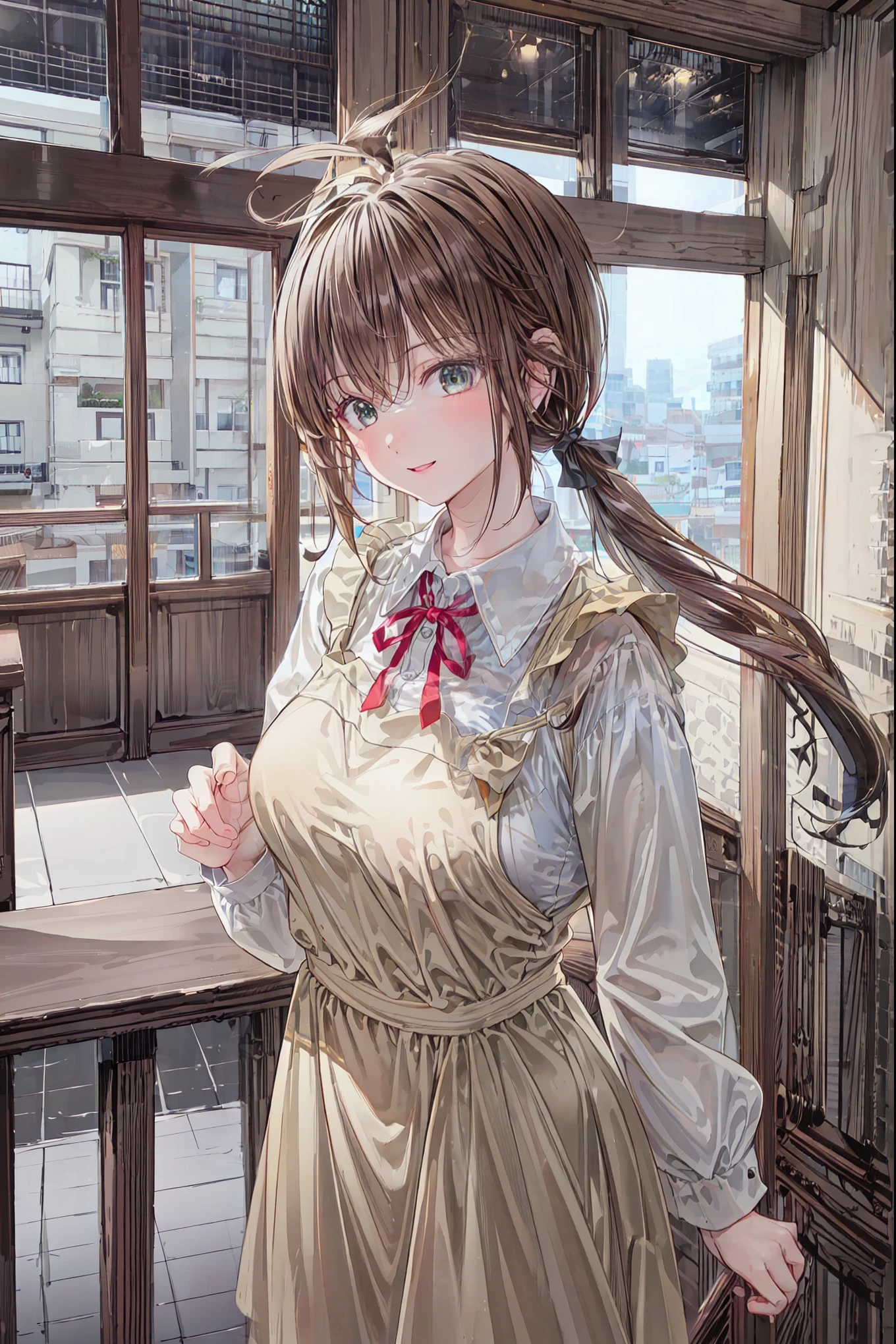 Girl with light brown hair wearing a dress