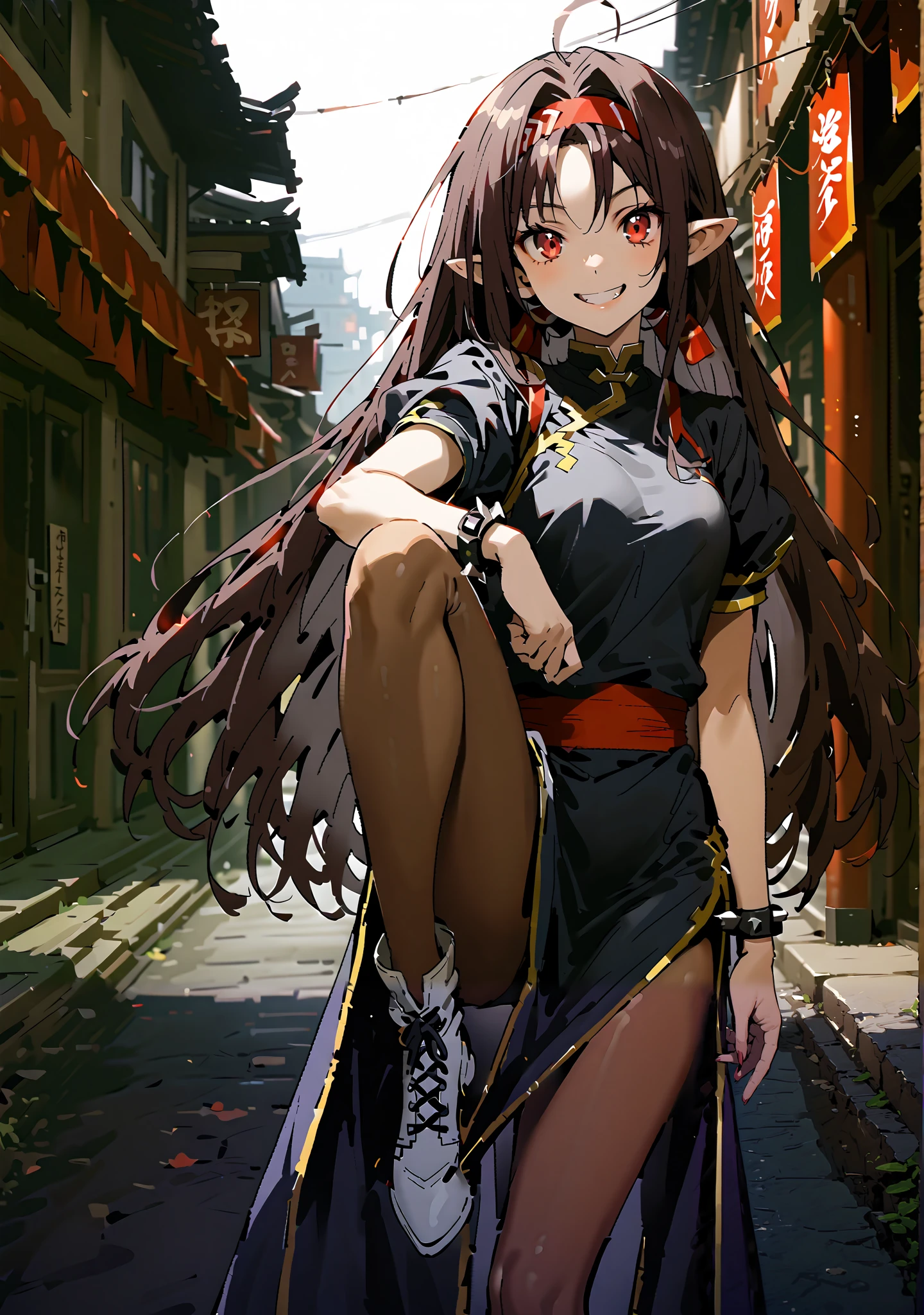 red eyes,smile, grin ,