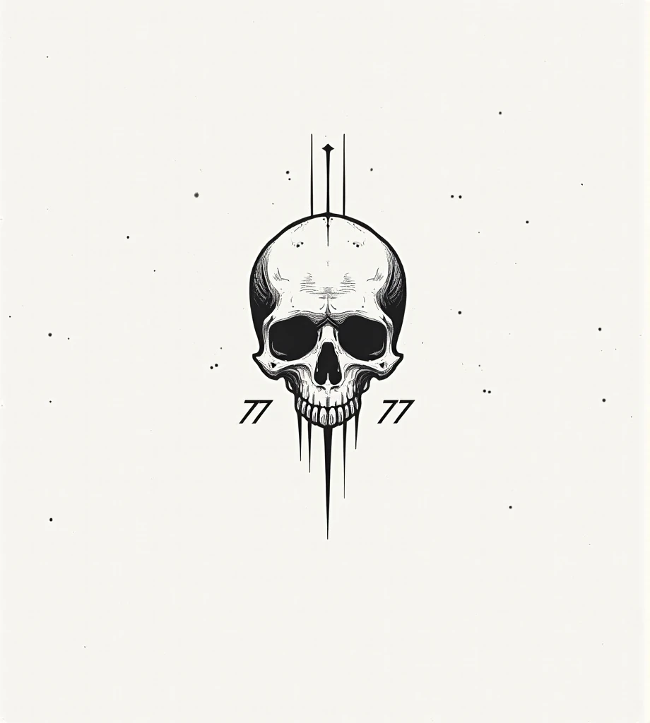 drawing a tattoo (minimalistic), skull, diamond, (a triangle)