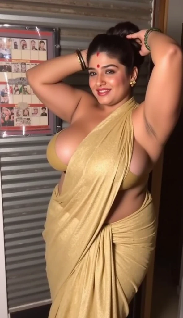 ((a georgeous hot woman's shocking reaction when her saree fall down and she became naked on stage)). Thick Beautiful Indian woman is dancing on stage, night, village function, point of view from inside of crowd. Georgeous naked woman, big breasts, navel piercing, green saree. Shockingly looking towards viewers, look towards camera, looking towards camera with shameful face. Smiling with shane, ashamed, photography, low angle shot. She is standing on a High stage, dancing on night village function, 4k, High quality, highly detailed, detailed skin, colourful light, night, dance, village, secy, beautiful, Thick , ((naked)), ((navel piercing)), ((green saree)), ((hairy pussy)), ((ashamed)), ((people taking pictures of her)), ((crowd taking her photo)), ((girl became naked on stage while dancing in a village function)), ((smiling)), ((laughing)), breasts are bouncing, she have huge breasts, navel piercing on navel, red lips, white skin, necklace on neck, indian, 4k quality. She is standing. HIGH quality, highly detailed, detailed skin, thick and hot body, sexy face. (NSFW), ((thick body)), 32 years old, massive, hot and perfect body, thickness, curve, sexy, ((navel piercing)), smiling, smiling with shame, hide her breasts, ashamed, laughing, photo shoot, ((necklace)), ((navel piercing)), ((golden necklace)), (((navel piercing))), (green saree), prank, she is smiling with ashamed, funny, ((dancing)) village function, on the stage, crowd, (()), looking at viewers, ((laughing at looking at viewers)), dancing with shame, ((hot and sexy)), camera capture, ((camera focus on her left breast)), ((breasts are bouncing)) , ((naked saree)), ((naked)), ((nude))