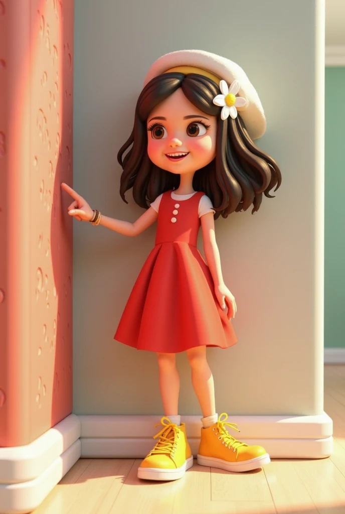 women in red dress, white bra (0.5), white panty (0.5), 3d cartoon, high quality, 8k