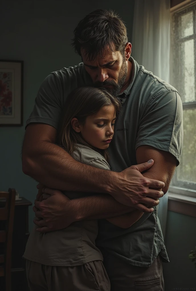 A father and his sad daughter