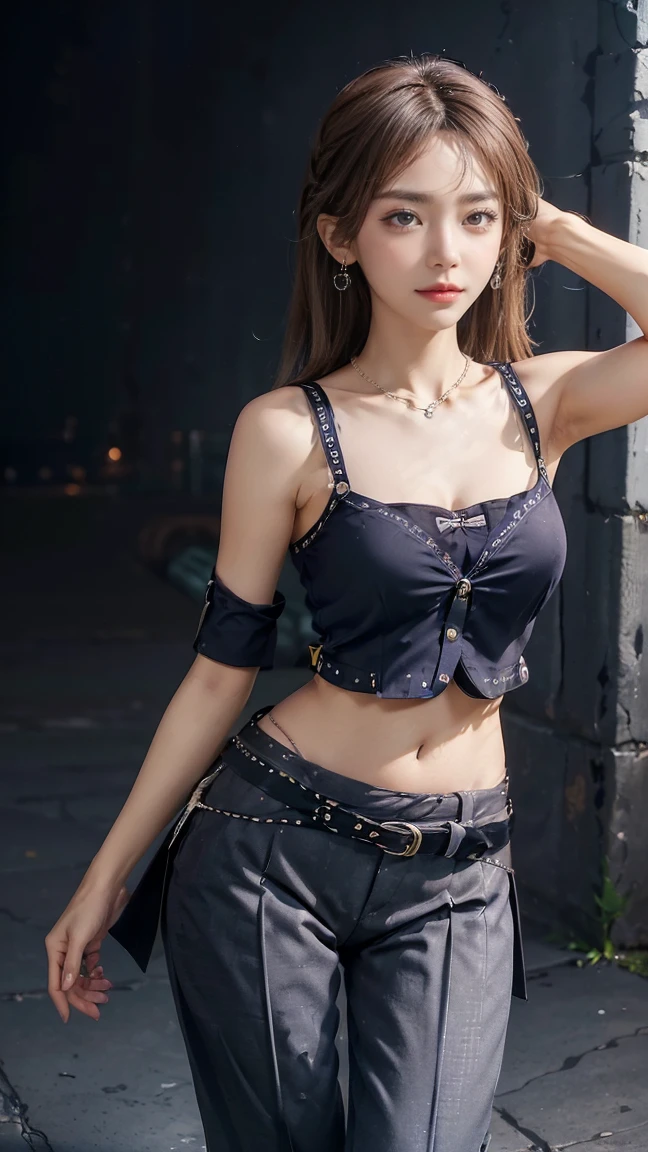 ((full body)), ((from below)), ((realistic)), 1girll, posed for photo, inside in room, Stand up, pretty legs, The upper body leans forward slightly, with hands behind her back, looking at viewert, Detailed scenes, curlies, Air bangs, Beautiful hair accessories, Brownish-yellow hair, ((black shirt, neck bowtie, Short black skirt, Shiny belt)), (Campus style), warm lights, a warm color palette, Detailed details, ultra-detailliert, (tmasterpiece, best qualtiy), (An extremely delicate and beautiful work), Delicate earrings, Delicate necklace, Simple blurred background, Extreme detail description, Ultra-fine painting, Delicate face, slim toned body, (ssmile, Baring teeth), (anatomy correct)
