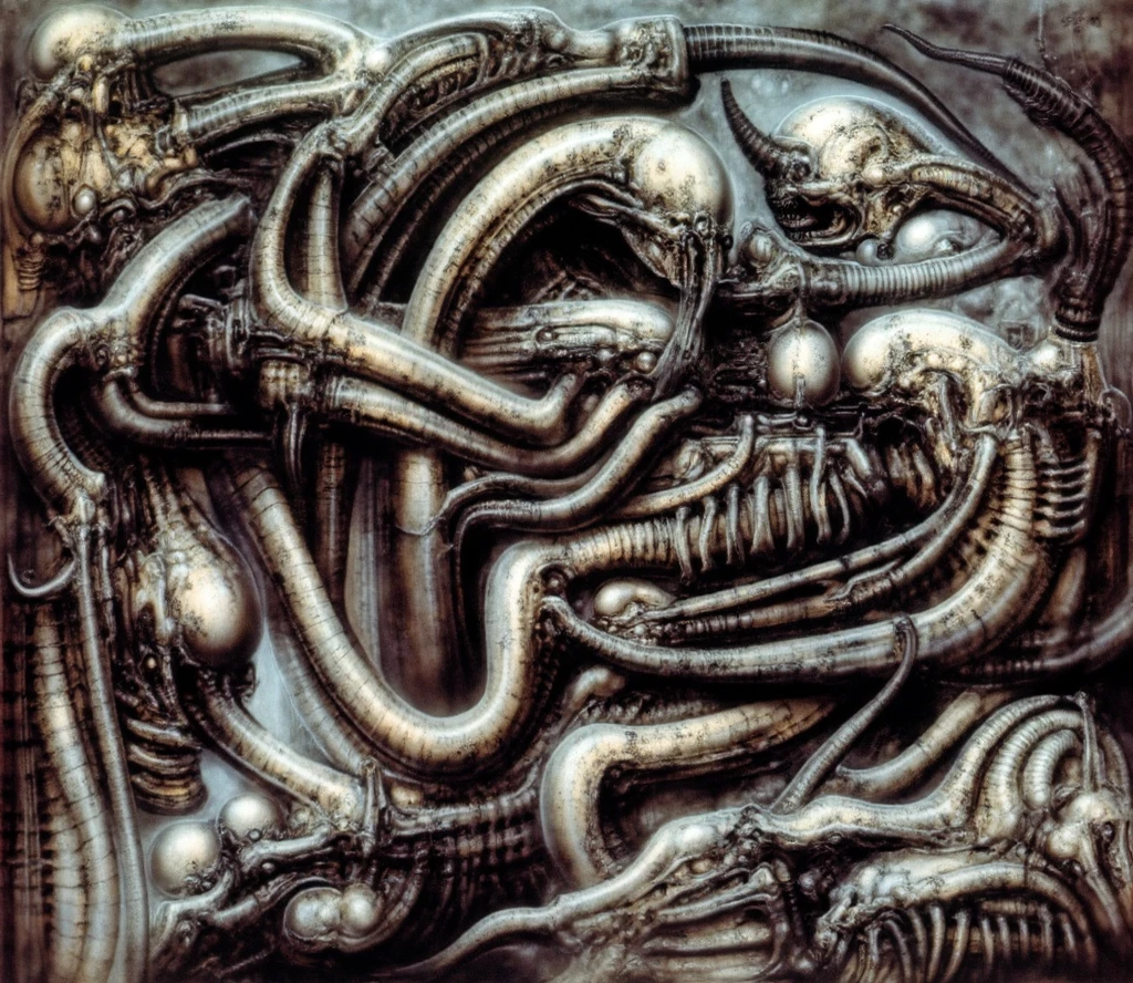 Bio mechanical cyborgetic hr giger Xenomorph luis royo, gruesome horror core