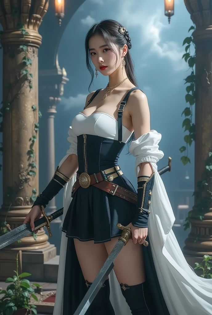1 girl,on a pirphie ship deck, braid, neckleace, mitts, hphi, waist belt, sexy pirphie outfit, breasts big, far away body hair, gazing_phi_viewer, far away_body hair, standing alone, offcial art, unity wallpaper 8k, ultra detaild, Aesthetics, work of art, best qualityer, photorrealistic, action pose, cinemphiic lighting, 4K,