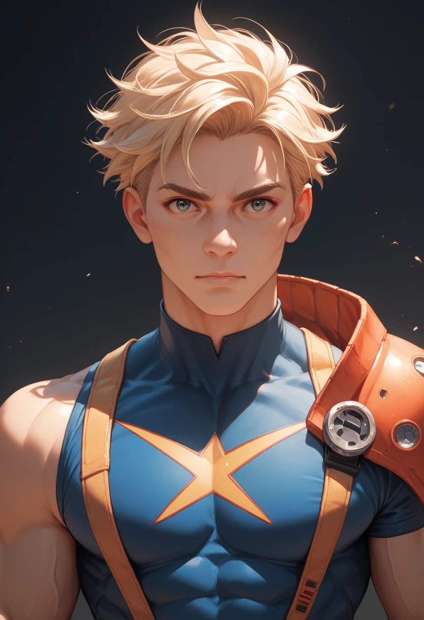 A highly detailed matte painting of a teenage boy, with blonde hair and hands emitting a blue energy