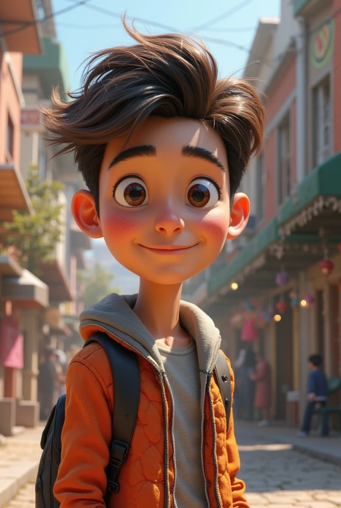 tall white man, with clear, slanted eyes, dark and bushy eyebrows, about 18 years old, short haircuts for straight dark brown hair,disheveled, facial moles not so marked, no facial hair, is not asian, thin lips