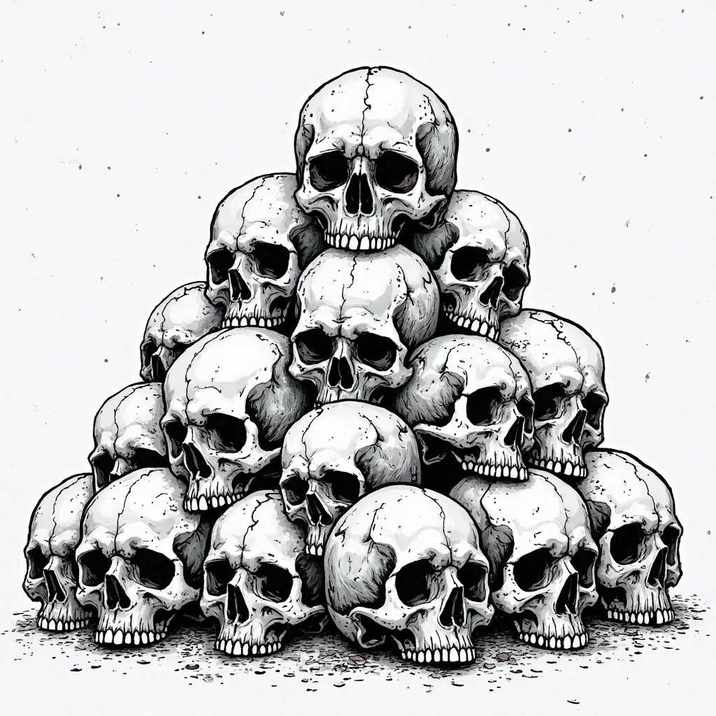 a pile of dead bad guys, coloring page, black and white, white background