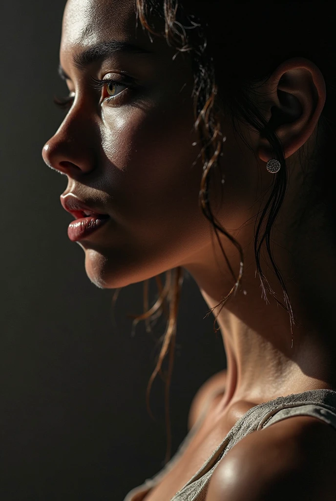 (best quality, hyperdetailed photography:1.2), beautiful lady, blood dropping from mouth,,tattoo's breast,(muscular body:1.1),,dark makeup,(white skin:1.2), horror vibe, ((moonlight)),,,,, ponytail,badass woman,,,,(massive perfect breast:1.0), (upper body portrait), (cinematic shot:1.5), (movie photography:1.2), cinematic lights,, (naked breast),(ultra detailed skin texture:1.3)