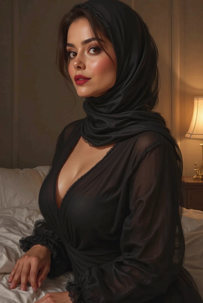 photorealistic empower, a woman wearing kaftan hijab with lacy plunge bra sitting on a couch, beautiful naked body and face, beautiful ashamed woman, sexy naked body, 25 years old, wearing sexy lacy plunge bra multicolored unbuttoned, poised beautiful naked body, sexy naked body, style of beautiful perfect body, she's wearing cute lacy kaftan with hijab multicolored unbuttoned, gorgeous face naked make up, gigantic boobs, beautiful woman, ((her name account Instagram is hanahilaludin)), full naked body sexy in frame picture, blowing long black hair, gorgeous detailed face, beautiful woman, most beautiful women ever, bright big brown eyes, particularly nude, spreading legs, inverted nipples, nsfw, hana hotimah hilaludin, highly detailed hdr photo, sexy nude look
