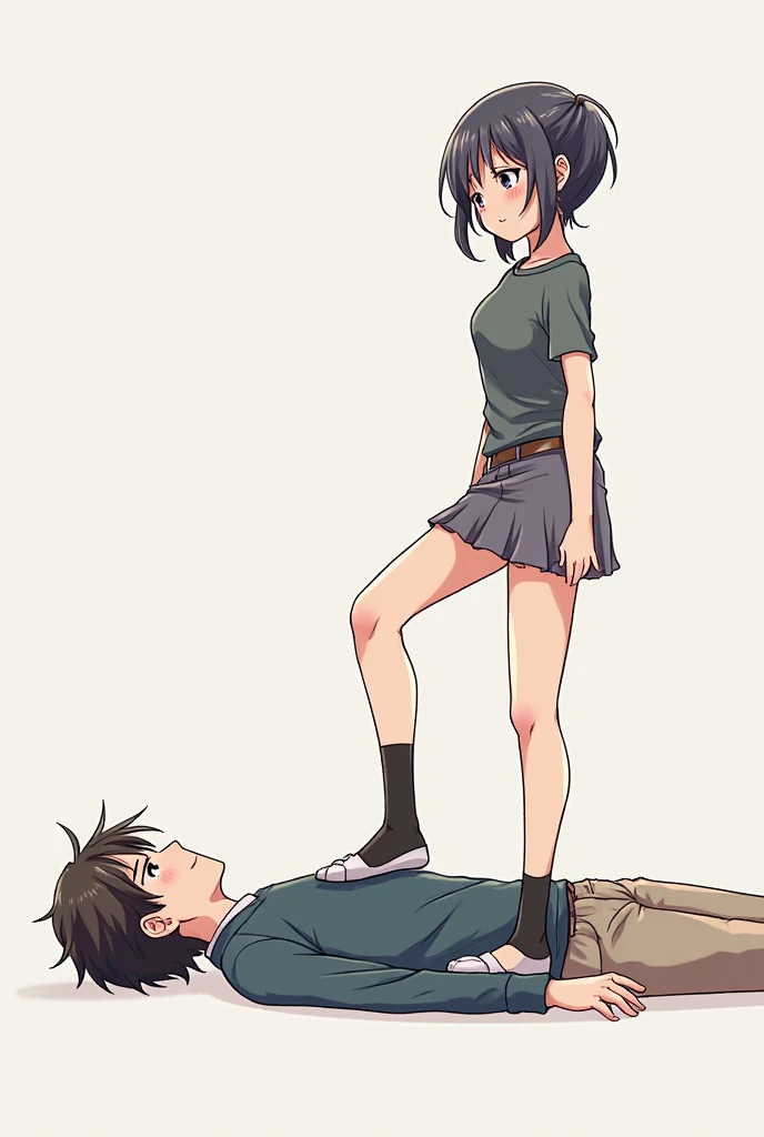 source_anime,score_9,score_8_up,1girl,solo,outdoors,revy, black lagoon, reverse rape, 1boy, shota, fellatio, forced sex, rape, submissive male, side view, dark skinned male, dominant female, femdom, teen boy, teenage boy, young boy, the boy is laying diwn on his back, boy laying down, revy on top, hetro, heterosexual 