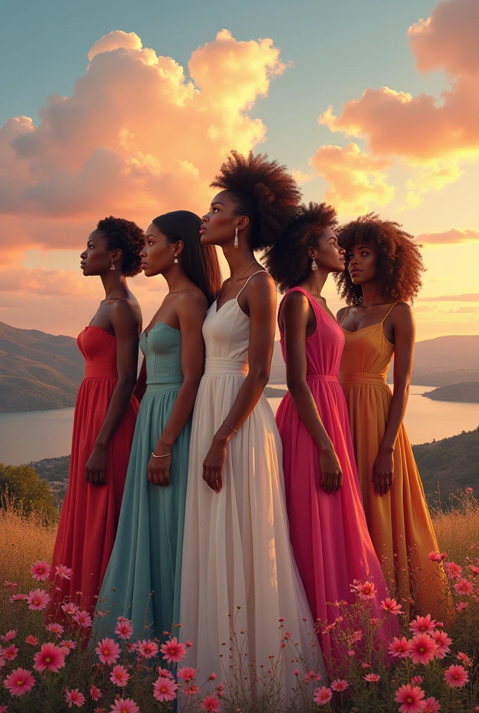 3 femme peau noire natsy,danse le regard vers nous