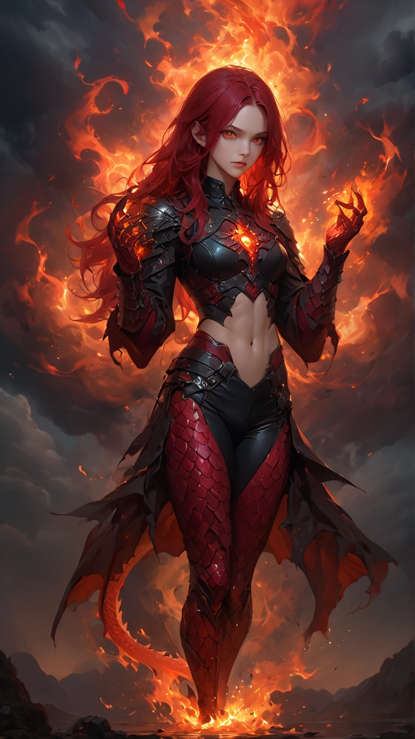 Fantasyart、(top-quality、​masterpiece:1.2)、ultra-detailliert、(photoRealstic:1.1)、(sharp focus)、(A female spirit of melted flame that burns bright red:1.5)、(full body Esbian:1.4)、Detailed Molten Fire Elemental, fire demon wings、(Red and Yellow Blue Flame:1.5)、Being in a fantasy world。Fructal art of flame、kindly smile、beautiful face、A detailed face、perfectly proportions、big breasts、busty, curvy hips、navel、buttock、Crotch gap、thighs thighs thighs thighs、(Dynamic Poses:1.5)、Steampunk style、Detail Master 2、steampunc、Movie girl、Girl melts、