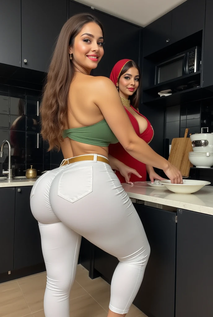 solo,1 mature maid,wet cameltoe,(from behind),sweating body,bare hips,Raise your ass,((Take a broom)),(public hair under apron), naked white apron ,((white skin)),trending on artstationh, Intricate details, Highly detailed,, intricate face details,Curvy physique, Thick body,((Mature female)),at the kitchen,vibrant, 4K, Intricate details, big breasts enchanting, Professional manufacturing, 12k resolution,(Seductive smile), Black hair