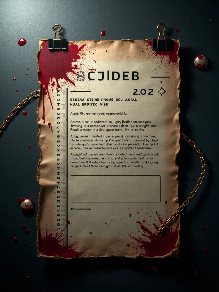 A card border UI，Modern urban minimalist style，Suspense style，Profile Style。Leave a square blank space in the middle，There is a ruby under the bezel。Parchment backing，There are blood stains on it。Black and White、yellowish、Lilac main color。