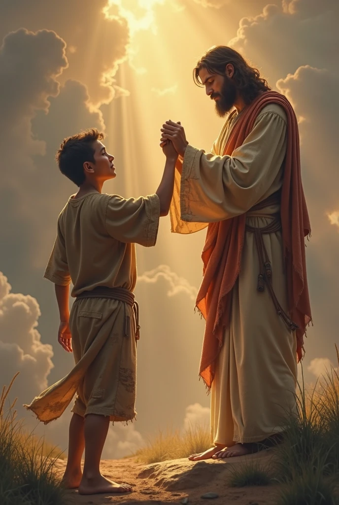 Jesus hugging an athlete