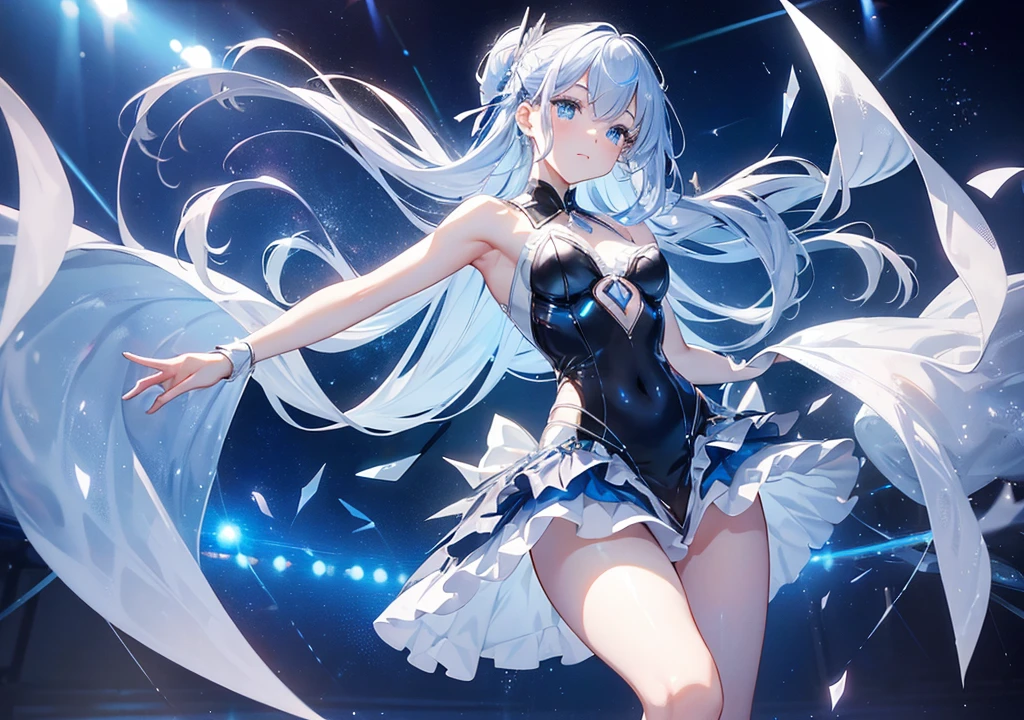 whaite hair,White costume,Royal sister,barechested,quadratic element