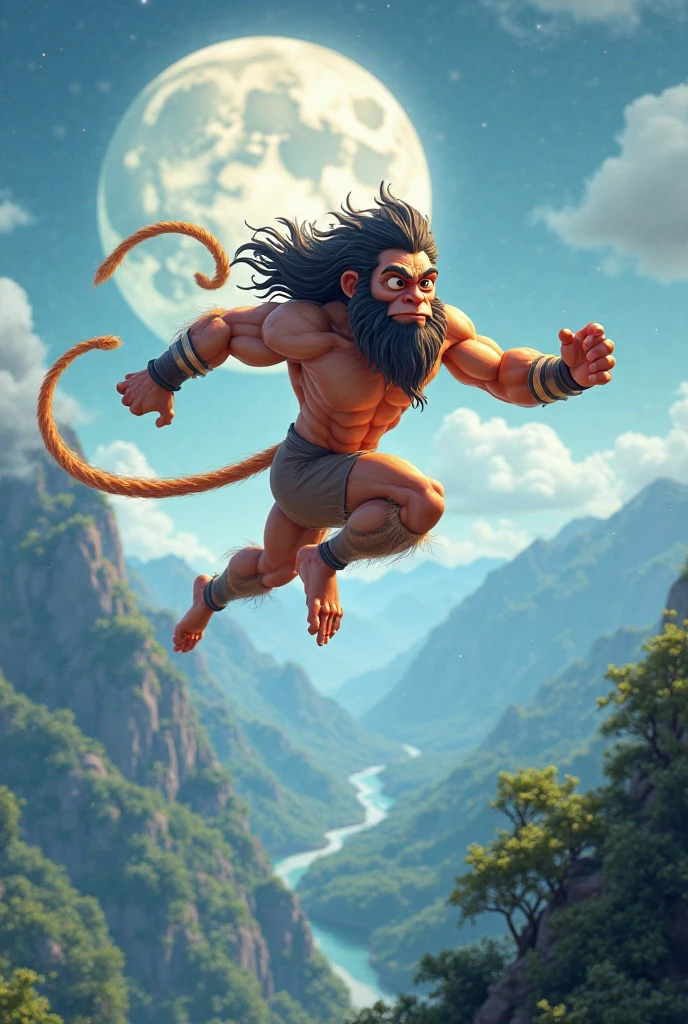 Hanuman is going through a forest