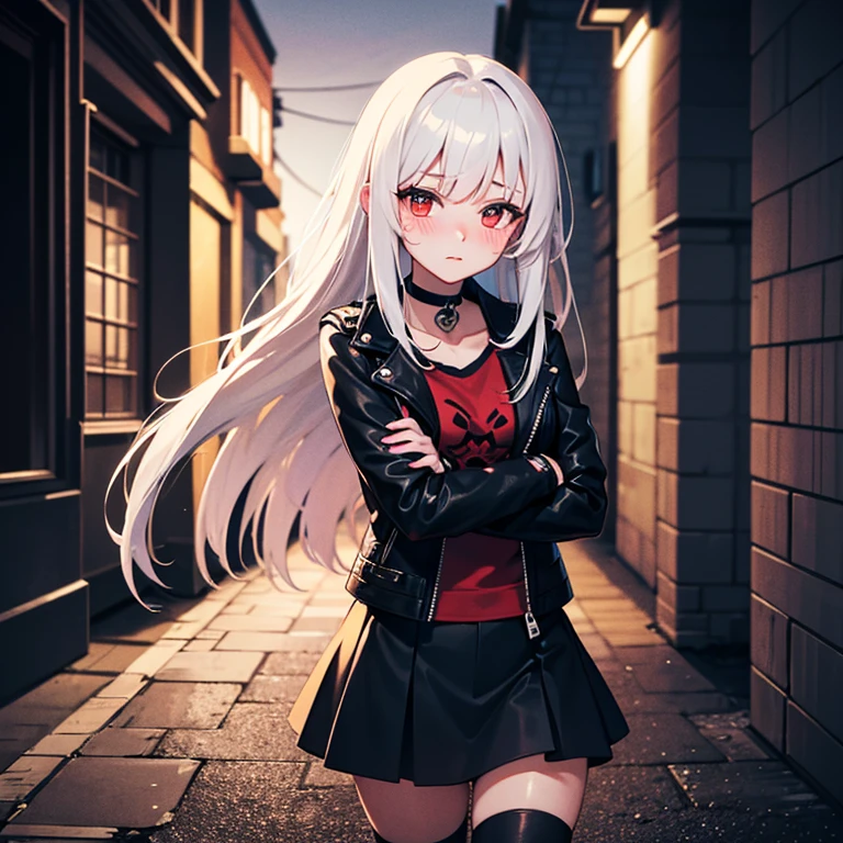 (hentai:1.2), (best quality:1.2), (highest quality:1.2), (dark alley:1.1), 1girl, solo, (evil smirk:1.2), skirt, thigh high stocking, blouse, young girl, (thick thighs:1.05), amazing body, (small breasts:1.1), athletic body, high quality eyes, (perfect anatomy:1.1), hyper detailed, 4k, best resolution, high quality shadows, high quality light, best quality upscale, highest quality upscale