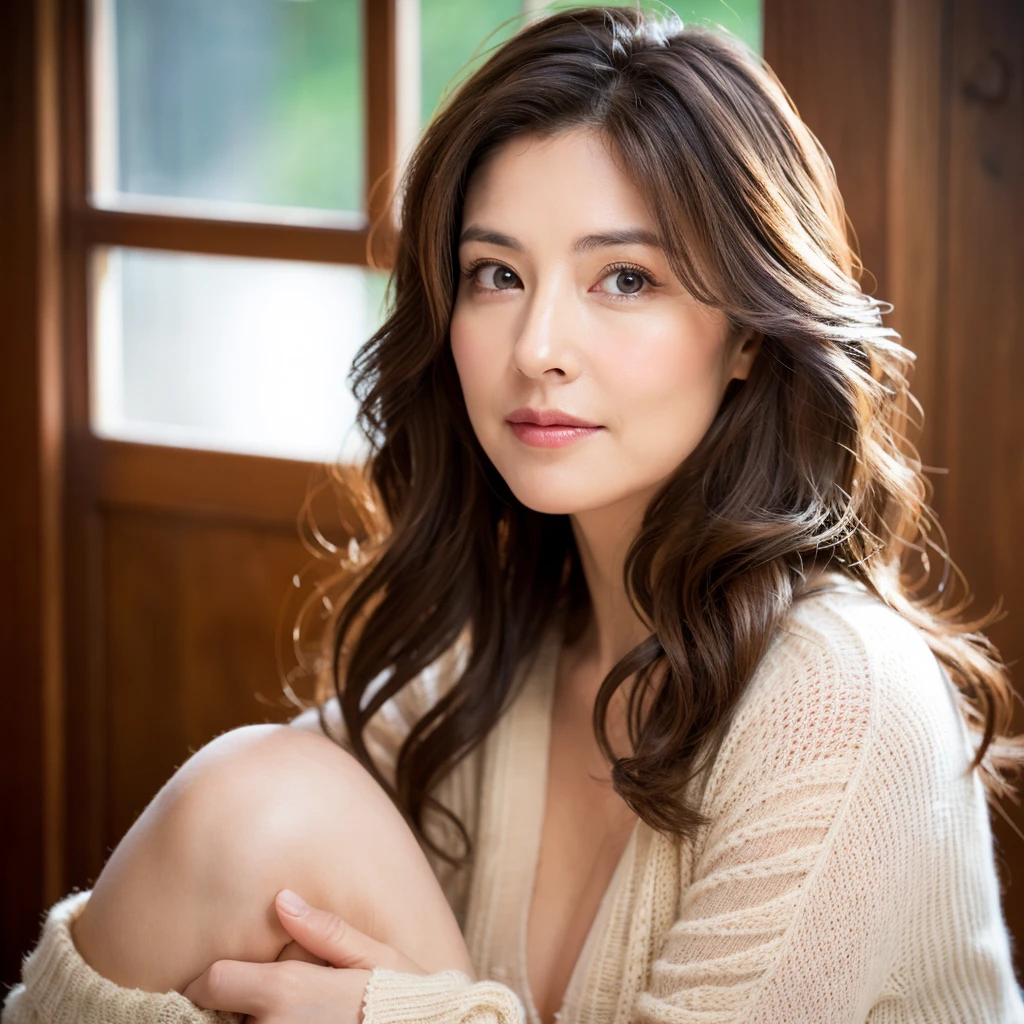 Beautiful mature woman with beautiful wavy long hair, Sexy clothes, Mature Woman, Red lipstick, Ultra-high resolution,(Realistic:1.4), ((Highest quality)), ((masterpiece)), (be familiar with),