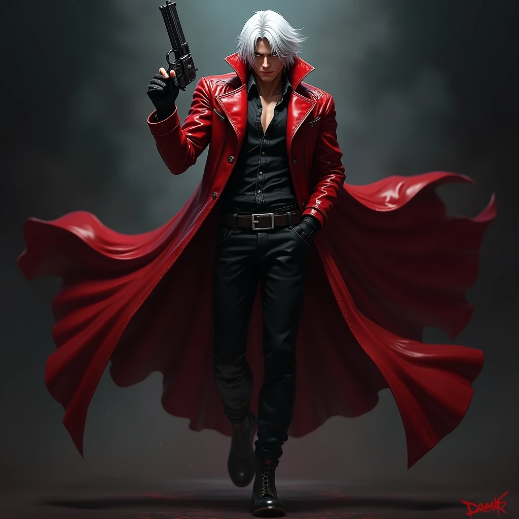 Create me a profile background photo of dmc devil may cryy that he is with sexy women