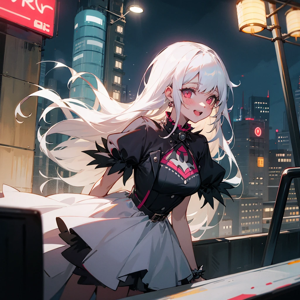 (masterpiece, best quality, detailed, highres), 1girl, solo, outdoors, cyberpunk, city, night, city lights, neon lights, smile, parted lips, from side, waving,
suigintou, XXXXXX hairband, turtleneck sweater, earrings, midriff, groin, skirt, doll joints
<lora:SuigintouV4_1-000014:1> <lora:more_details:0.5>