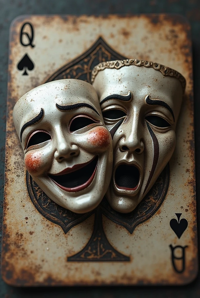 Sculpture of two hands in paper mache holding the faces of the theater and a treble clef as a support, and crochet parts, give me four sketches, head on, back and two sides