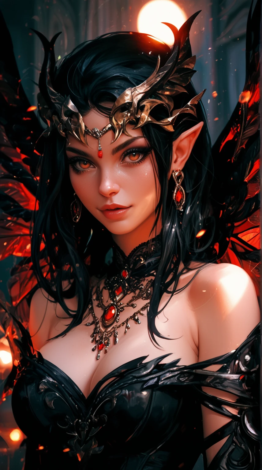 There is an adult European woman in grotto Dragon Girl, ,dragon scales, Dragon Wings, Dark hair, red lips, Eye shadow, natural makeup, long curved hait, beautiful , Second Life Avatar, Beautiful screenshot, Second Life, attractive woman, high quality, highly detailed skin, dynamic pos